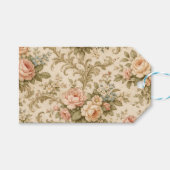 Behang met vintage bloempatroon cadeaulabel (Voorkant (Horizontaal))