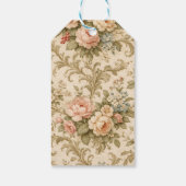 Behang met vintage bloempatroon cadeaulabel (Achterkant)