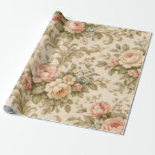Behang met vintage bloempatroon cadeaupapier (Uitgerold)
