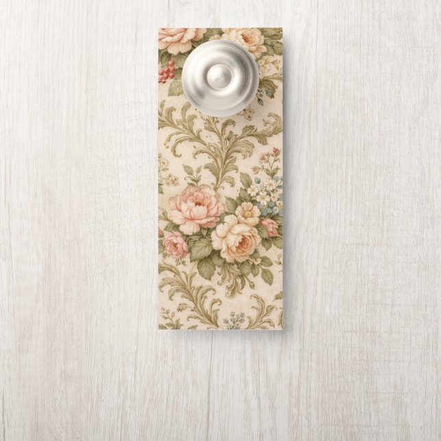 Behang met vintage bloempatroon  deurhanger (Op knop)