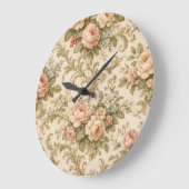 Behang met vintage bloempatroon grote klok (Hoek)
