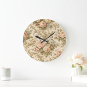 Behang met vintage bloempatroon grote klok (Huis)