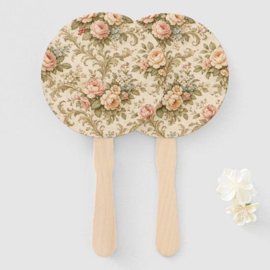 Behang met vintage bloempatroon handwaaier (Voorkant en achterkant)