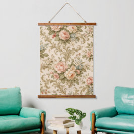 Behang met vintage bloempatroon hangend wandkleed