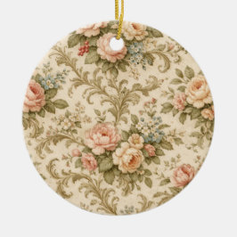 Behang met vintage bloempatroon keramisch ornament