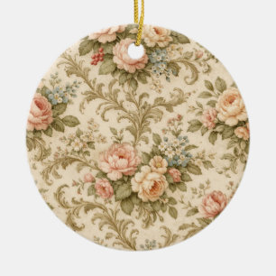 Behang met vintage bloempatroon  keramisch ornament
