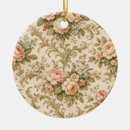 Behang met vintage bloempatroon keramisch ornament (Voorkant)