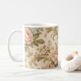 Behang met vintage bloempatroon koffiemok