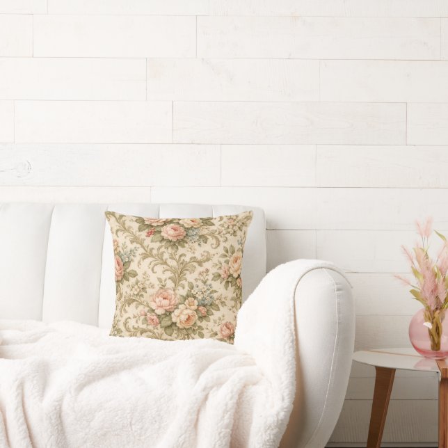 Behang met vintage bloempatroon  kussen (Bank)