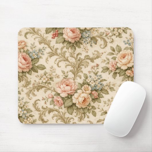 Behang met vintage bloempatroon muismat (Met muis)