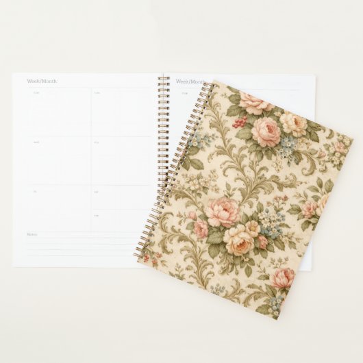 Behang met vintage bloempatroon planner (Display)