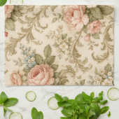 Behang met vintage bloempatroon theedoek (Gevouwen)