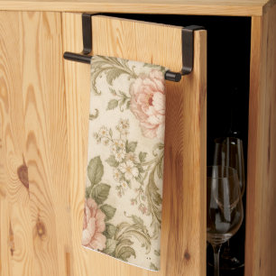 Behang met vintage bloempatroon theedoek