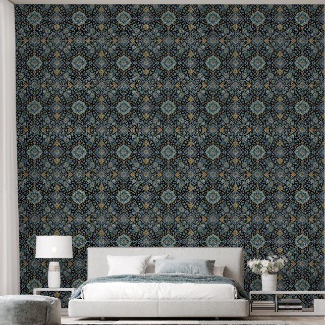 Behang met vintage Perzisch medaillonpatroon (Slaapkamer)