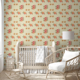 Behang met vintage waterverf bloemboeket