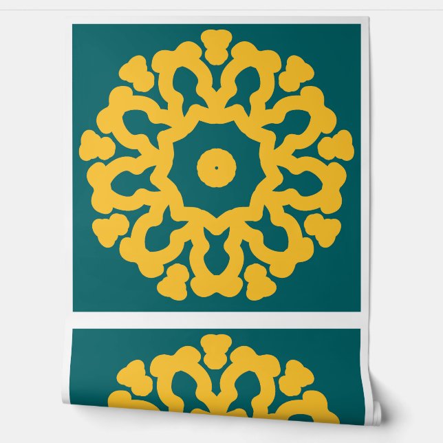 Behang met witte rand, een levendig ontwerp (Afrollen)