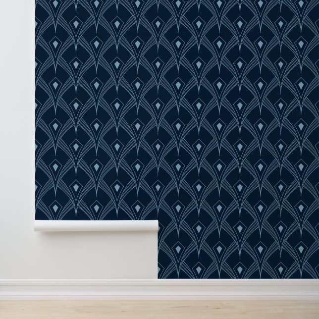 Behang - Ontwerper Art Deco Blauwe Ventilator Ontw (Applicatie)