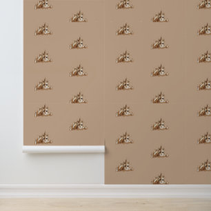 Behang - Sepia Kasteel op Taupe