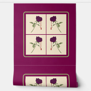 Behang van aubergine-Roos