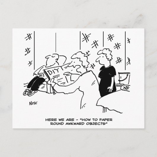 Behangen rond onhandige voorwerpen grappig briefkaart (Voorkant)