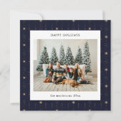 Behangfoto met blauwe en gouden sterren kerstkaart (Voorkant)