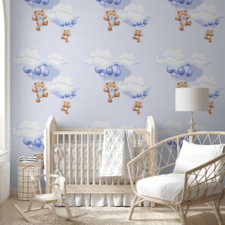 Behangontwerp met een vrolijke teddybeer. behang