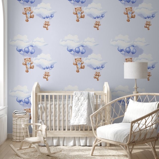 Behangontwerp met een vrolijke teddybeer. behang (Kinderen)