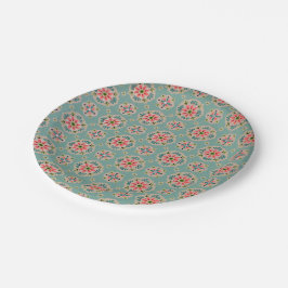 behangpapier borden roze en aqua papieren bordje