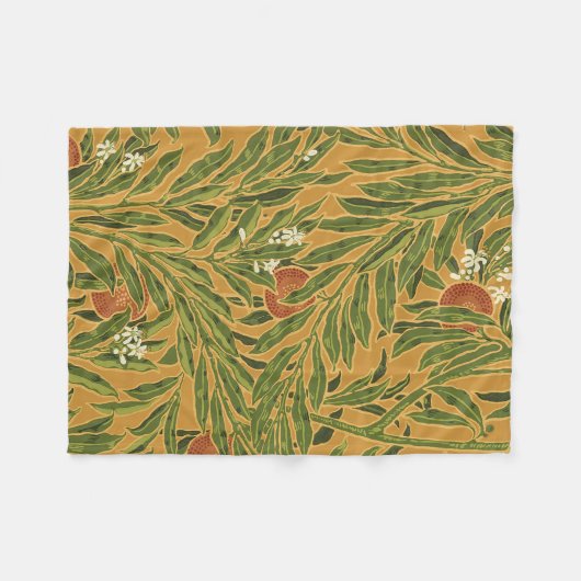  behangpatroon oranje boomillustraties fleece deken (Voorkant (Horizontaal))