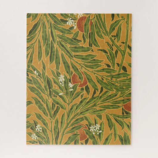 behangpatroon oranje boomillustraties legpuzzel (Verticaal)