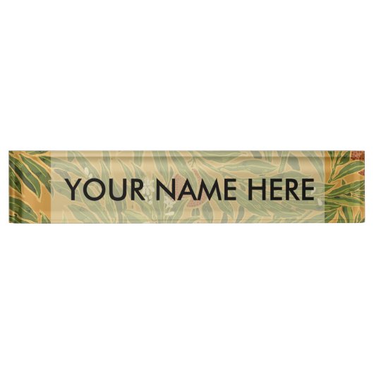  behangpatroon oranje boomillustraties naambordje (Voorkant)