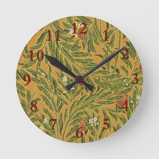 behangpatroon oranje boomillustraties ronde klok (Voorkant)