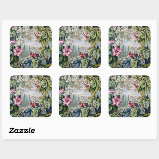 behangsel tuin landschap vierkante sticker (Vel)