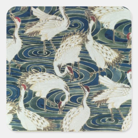 Behangselontwerp, van de Silver Studio, c.1890 Vierkante Sticker (Voorkant)