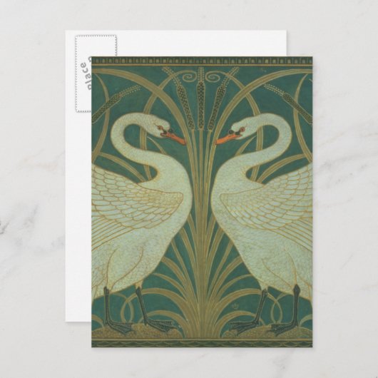 Behangselontwerp voor paneel van "Swan, Rush & Iri Briefkaart (Voorkant / Achterkant)