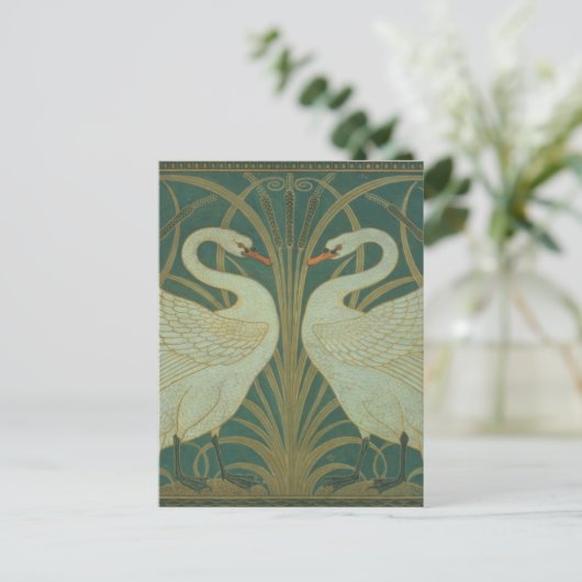 Behangselontwerp voor paneel van "Swan, Rush & Iri Briefkaart (Staand voorkant)