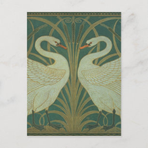 Behangselontwerp voor paneel van "Swan, Rush & Iri Briefkaart
