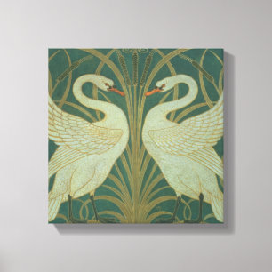 Behangselontwerp voor paneel van "Swan, Rush & Iri Canvas Afdruk