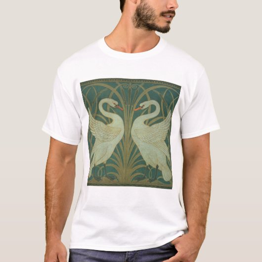 Behangselontwerp voor paneel van "Swan, Rush & Iri T-shirt (Voorkant)