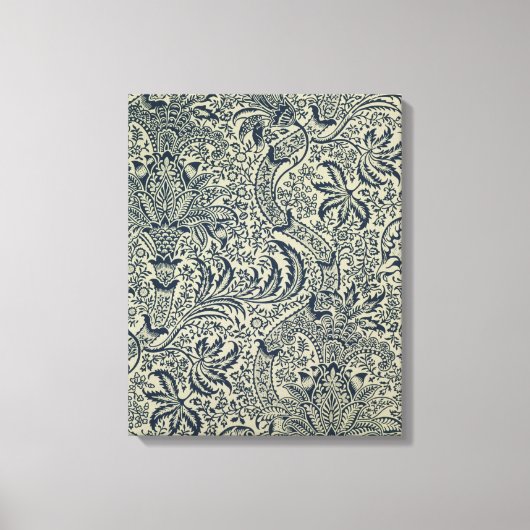 Behangselpapier met marineblauw zeewier canvas afdruk (Voorkant)