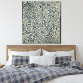 Behangselpapier met marineblauw zeewier canvas afdruk (Insitu (Slaapkamer))