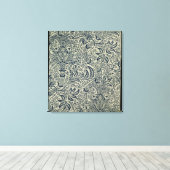 Behangselpapier met marineblauw zeewier canvas afdruk (Insitu (Houten vloer))