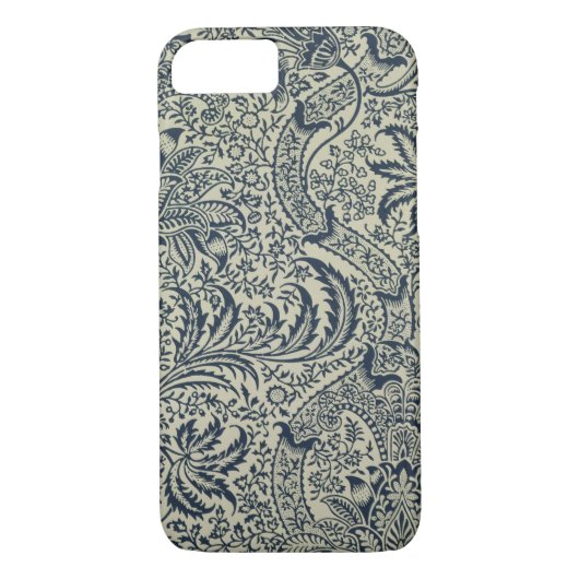 Behangselpapier met marineblauw zeewier Case-Mate iPhone case (Achterkant)
