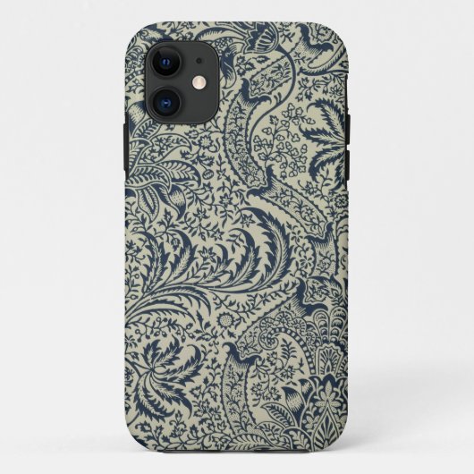 Behangselpapier met marineblauw zeewier Case-Mate iPhone case (Achterkant)