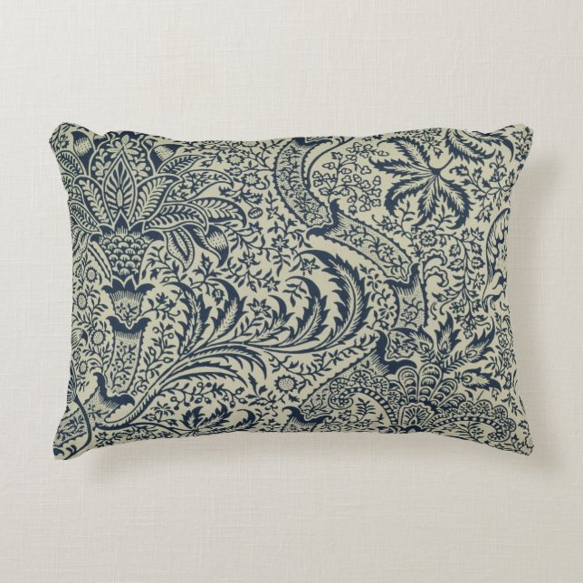 Behangselpapier met marineblauw zeewier decoratief kussen (Voorkant)