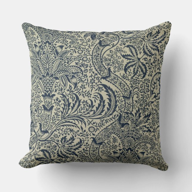 Behangselpapier met marineblauw zeewier kussen (Voorkant)