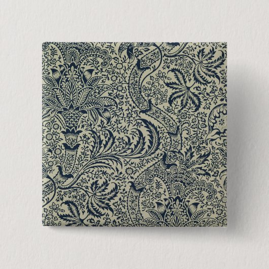 Behangselpapier met marineblauw zeewier vierkante button 5,1 cm (Voorkant)