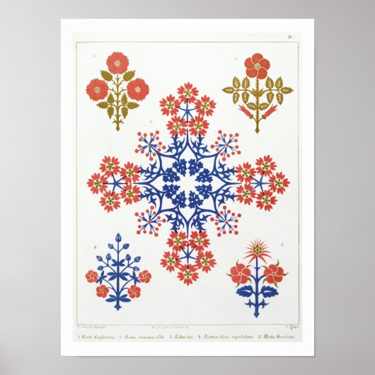 Behangselpapier, met viliet, iris en tulpenmotief, poster (Voorkant)