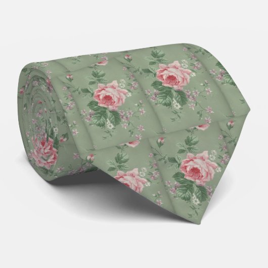  behangselpapier Sage Floral Silky Mannen Stropdas (Opgerold)