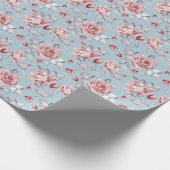 Behangselpatroon van roze rozen 2 cadeaupapier (Hoek)